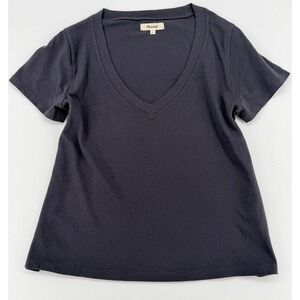 Madewell Gray V Neck Tee Shirt Size S Cotton Casual Basic